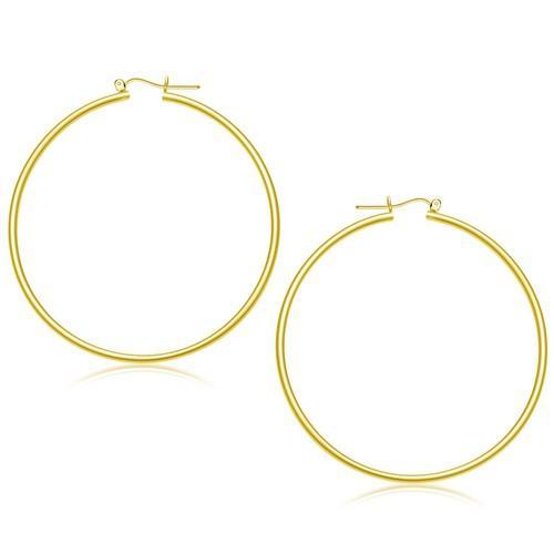 14k Yellow Gold Polished Hoop Earrings (55 mm)