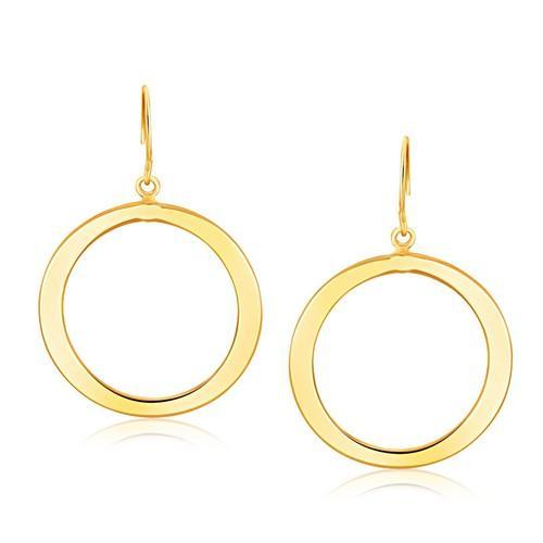 14k Yellow Gold Flat Open Tube Round Earrings