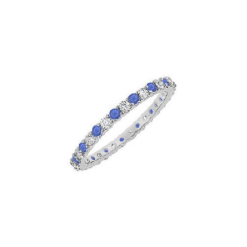Sapphire and Diamond Eternity Bangle : 14K White Gold - 6.00 CT TGW